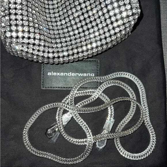 Alexander Wang heiress pouch in rhinestone mesh handbag silver AUTHENTIC - Picture 9 of 13